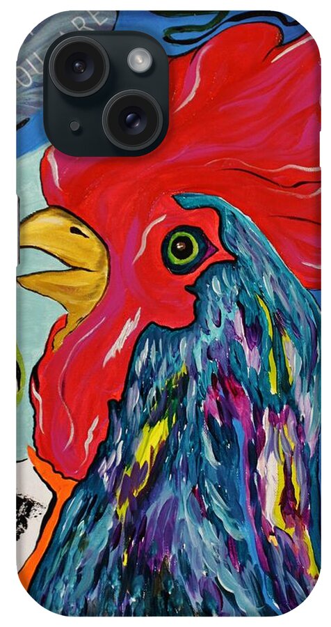 Acrylic iPhone Case featuring the mixed media Cock-A-Doodle-Do by Janice Pariza