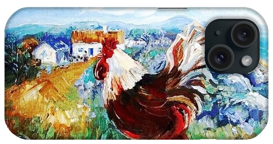 Landscape iPhone Case featuring the painting Cockerel by the Beach by Trudi Doyle