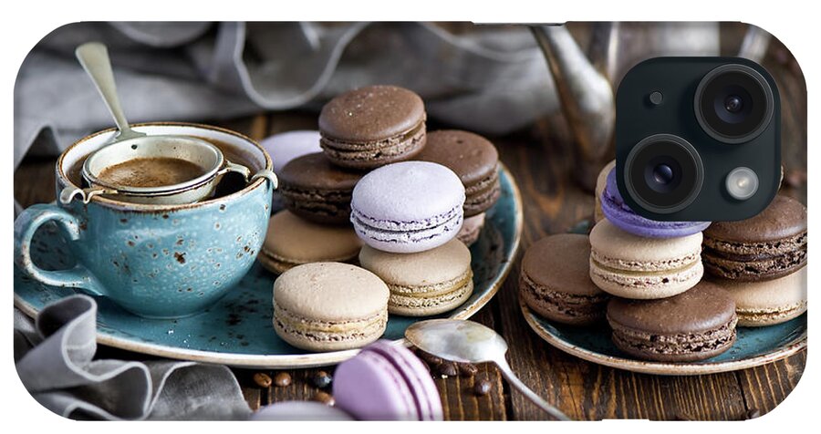 Heap iPhone Case featuring the photograph Coffee And Macarons by Verdina Anna