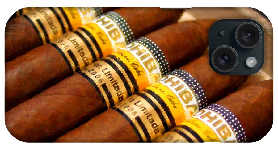 Cigar iPhone Case featuring the painting Cohiba Cigar Painting by Tony Rubino