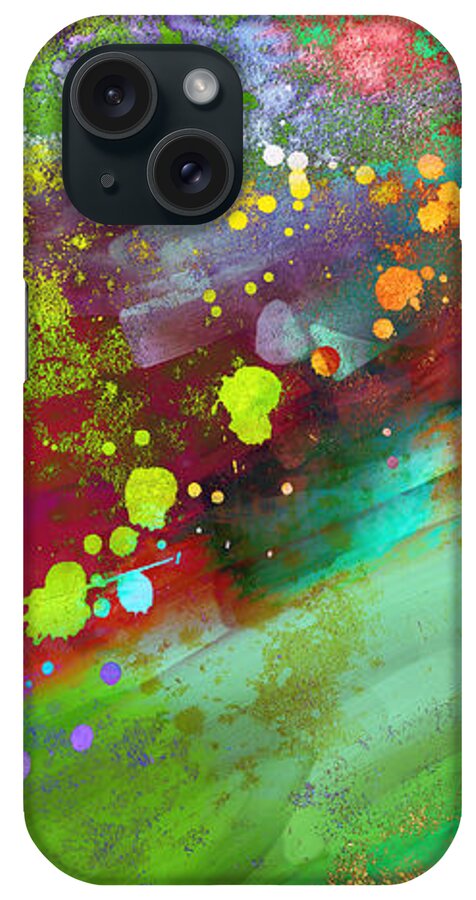Abstract iPhone Case featuring the painting Color Explosion abstract art by Ann Powell