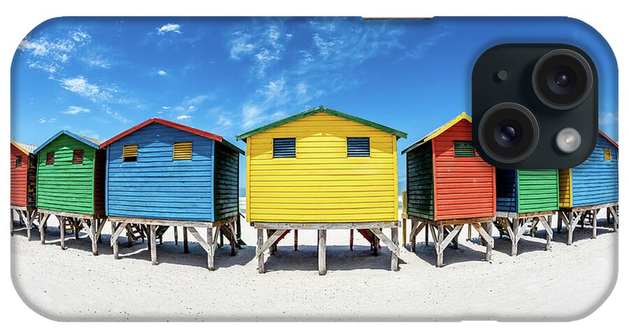 Curve iPhone Case featuring the photograph Colorful Beach Huts Fisheye View by Mlenny