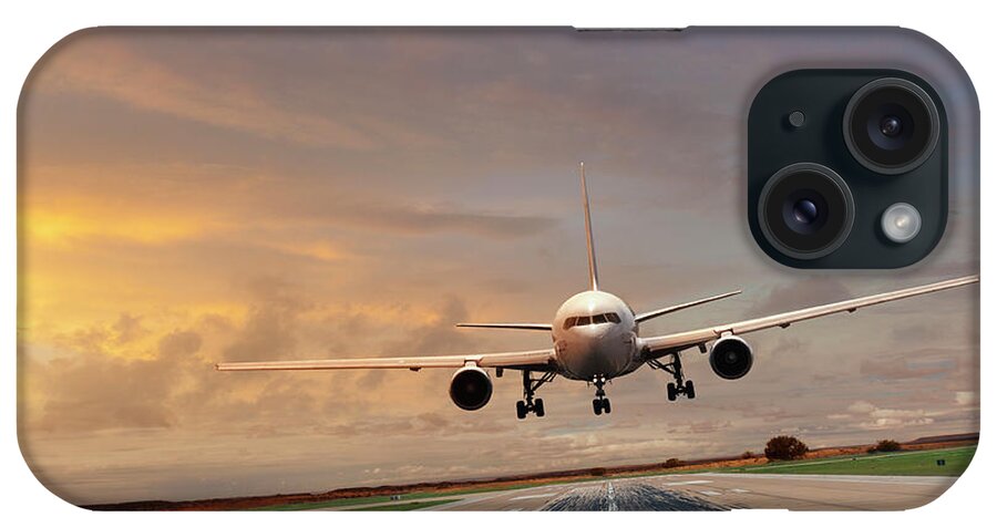 Outdoors iPhone Case featuring the photograph Commercial Jet Coming In For A Landing by John Lund