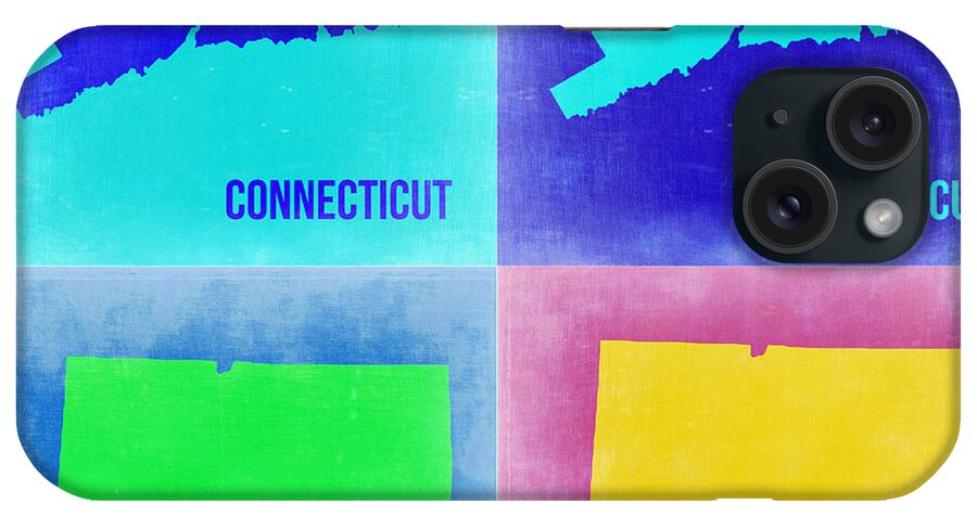 Connecticut Map iPhone Case featuring the painting Connecticut Pop Art Map 2 by Naxart Studio