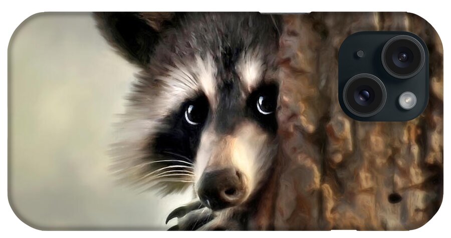 Raccoon iPhone Case featuring the painting Conspicuous Bandit by Christina Rollo