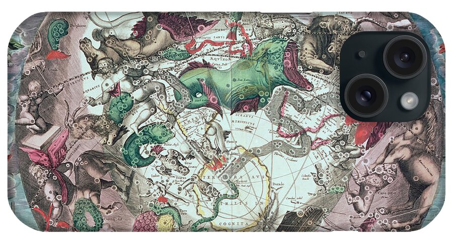 Map iPhone Case featuring the drawing Constellations Of The Southern Hemisphere, From The Celestial Atlas, Or The Harmony Of The Universe by Andreas Cellarius