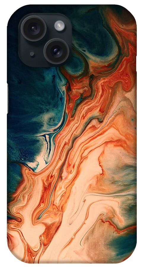 Red iPhone Case featuring the painting Contemporary Abstract Art by Kredart - Radiating Sun Streak by Serg Wiaderny