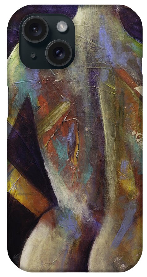 Female Nude Painting iPhone Case featuring the painting Contemporary Nude Woman Portrait Expressionist Style by Gray Artus