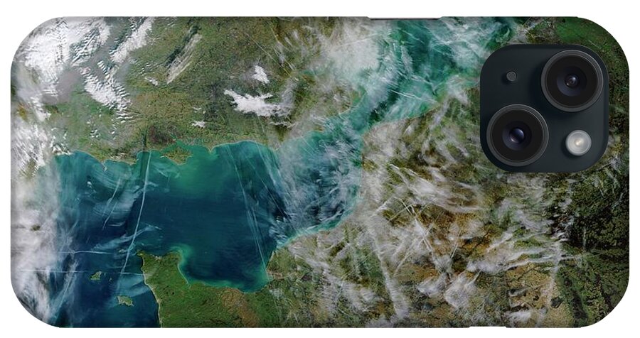 Nobody iPhone Case featuring the photograph Contrails Over The English Channel by Jacques Descloitres, Modis Rapid Response Team, Nasa/gsfc