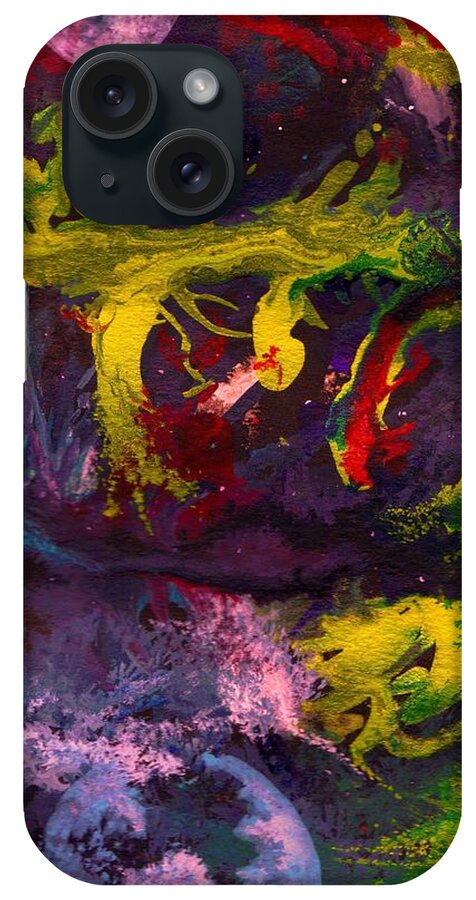 Space Painting iPhone Case featuring the drawing Controled Chaos by David Neace