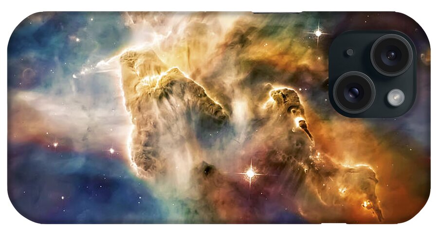 Universe iPhone Case featuring the photograph Cool Carina Nebula Pillar 4 by Jennifer Rondinelli Reilly - Fine Art Photography