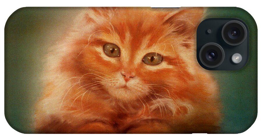 Cat iPhone Case featuring the pastel Copper-colored Kitty by Evie Cook