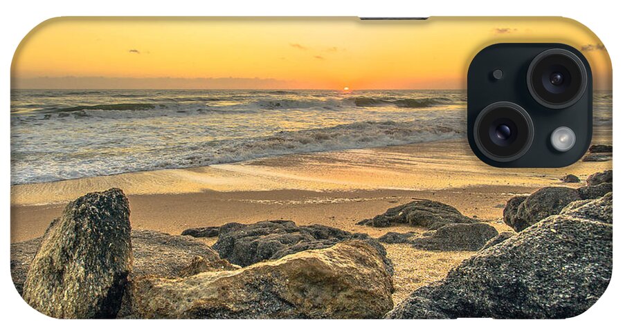 Sunrise iPhone Case featuring the photograph Coquina Rocks Sunrise in New Smyrna Beach by Danny Mongosa