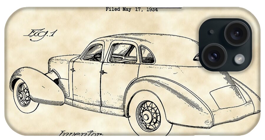 Cord iPhone Case featuring the digital art Cord Automobile Patent 1934 - Vintage by Stephen Younts