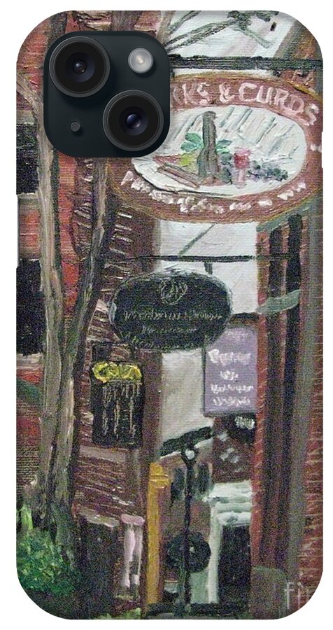 Portsmouth Shopfronts Storefronts Americana Shops iPhone Case featuring the painting Corks n Curds by Francois Lamothe
