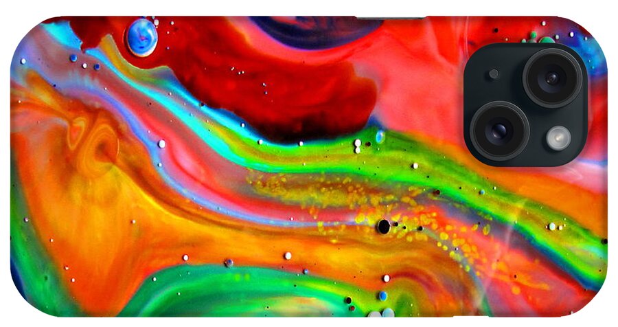 Liquid Art iPhone Case featuring the painting Cosmic Lights by Joyce Dickens