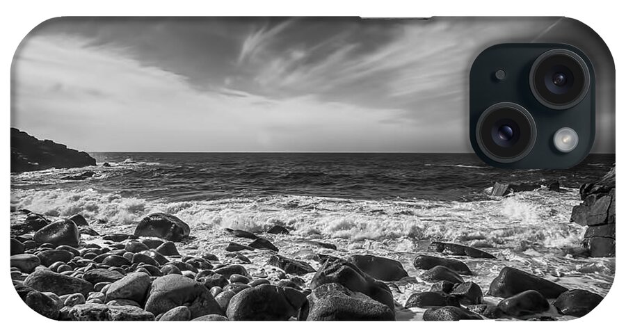 Cornwall Canvas iPhone Case featuring the photograph Cot Valley Porth Nanven 4 Black and White by Chris Thaxter
