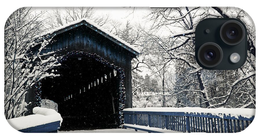 Evie iPhone Case featuring the photograph Covered Bridge Blues Ada Michigan by Evie Carrier