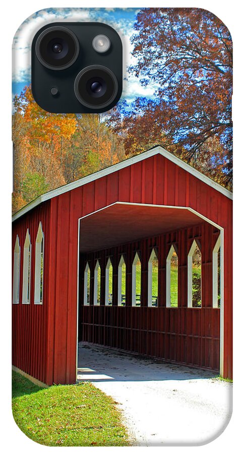 Red Covered Bridge iPhone Case featuring the photograph Covered Bridge by Jennifer Robin