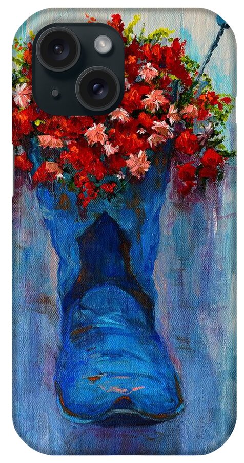 Art iPhone Case featuring the painting Cowboy Boot Unusual Pot Series by Patricia Awapara