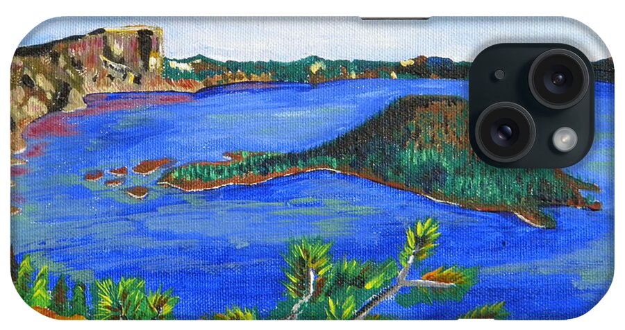 Crater Lake iPhone Case featuring the painting Crater Lake by Eric Johansen