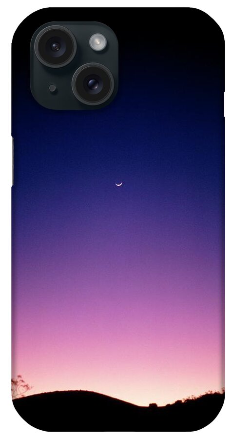 Crescent Moon iPhone Case featuring the photograph Crescent Moon At Twilight by Hencoup Enterprises/science Photo Library