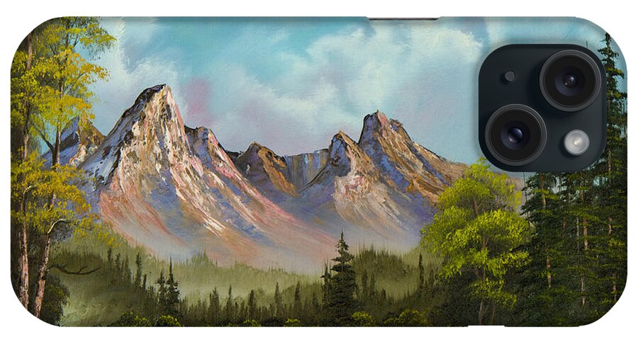 Landscape iPhone Case featuring the painting Crimson Mountains by Chris Steele