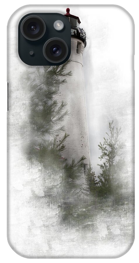 Evie iPhone Case featuring the photograph Crisp Point Lighthouse Michigan by Evie Carrier