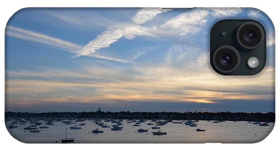 Marblehead iPhone Case featuring the photograph Criss Crossed sky over Marblehead Harbor by Toby McGuire