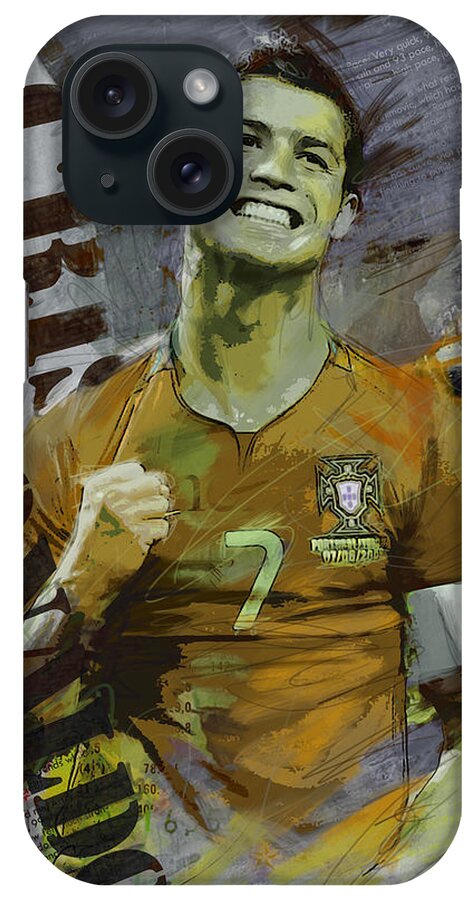Cristiano Ronaldo iPhone Case featuring the painting Cristiano Ronaldo by Corporate Art Task Force