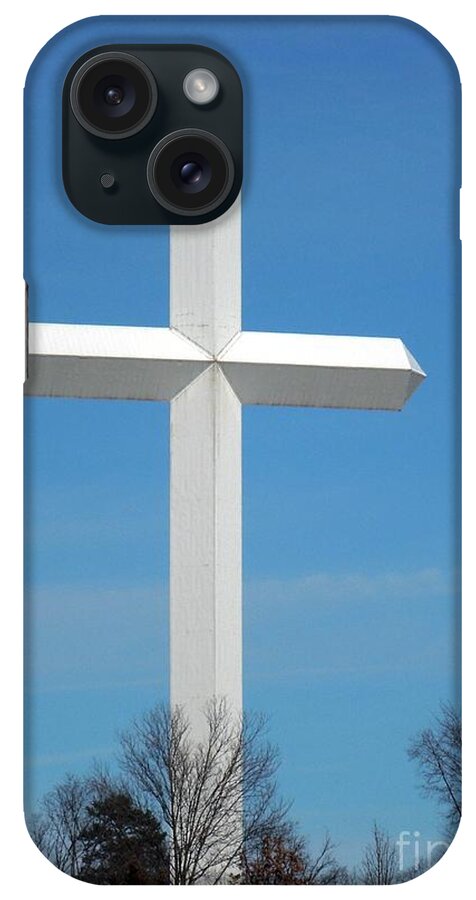 Cross iPhone Case featuring the photograph Cross And Flag Under God by Renee Trenholm