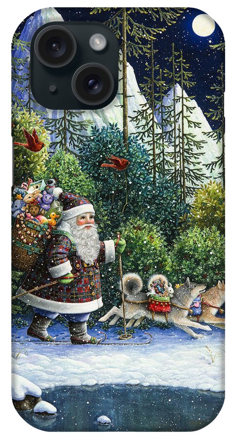 Santa Claus iPhone Case featuring the painting Cross-Country Santa by Lynn Bywaters