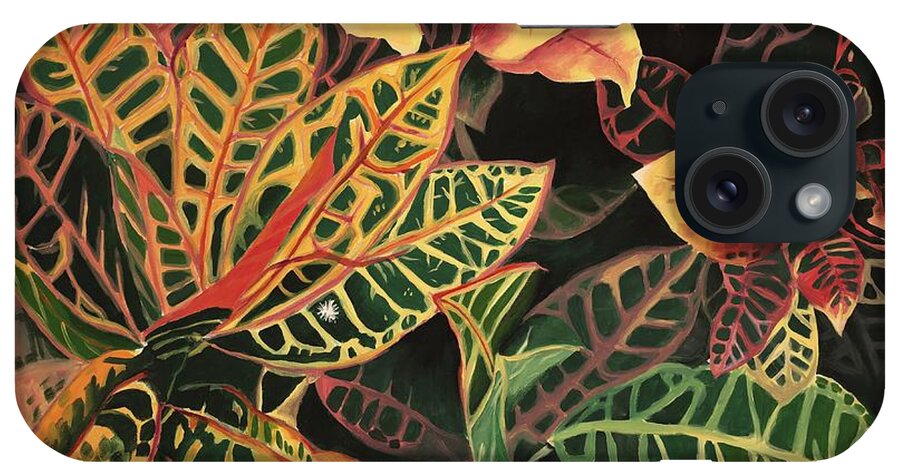 Croton Leaves iPhone Case featuring the painting Croton Leaves by Judy Swerlick