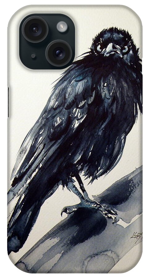 Crow iPhone Case featuring the painting Crow by Kovacs Anna Brigitta