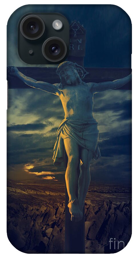 Jesus iPhone Case featuring the digital art Crucifixcion by Jelena Jovanovic