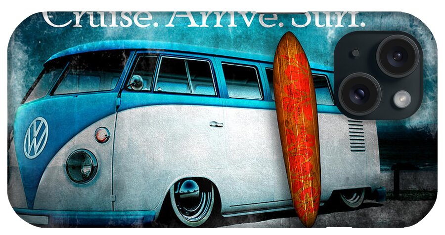 Surf iPhone Case featuring the digital art Cruise. Arrive. Surf by Greg Sharpe