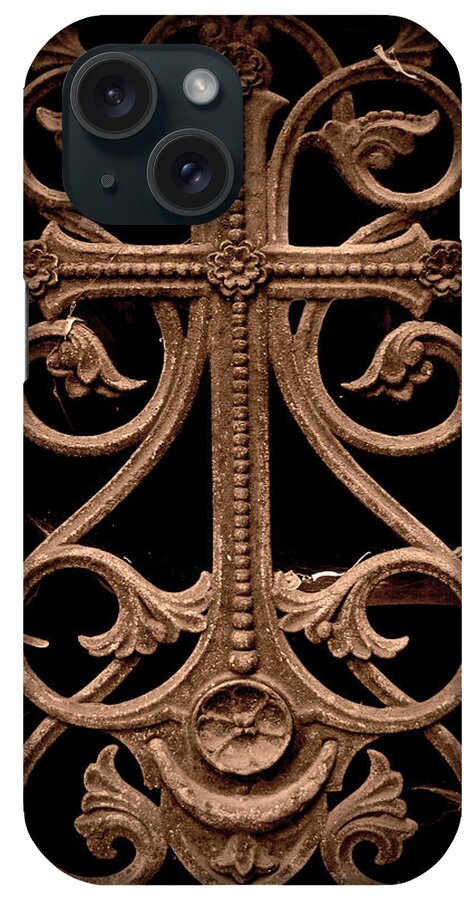 Sepia iPhone Case featuring the photograph Crypt Grate by Lisa Chorny