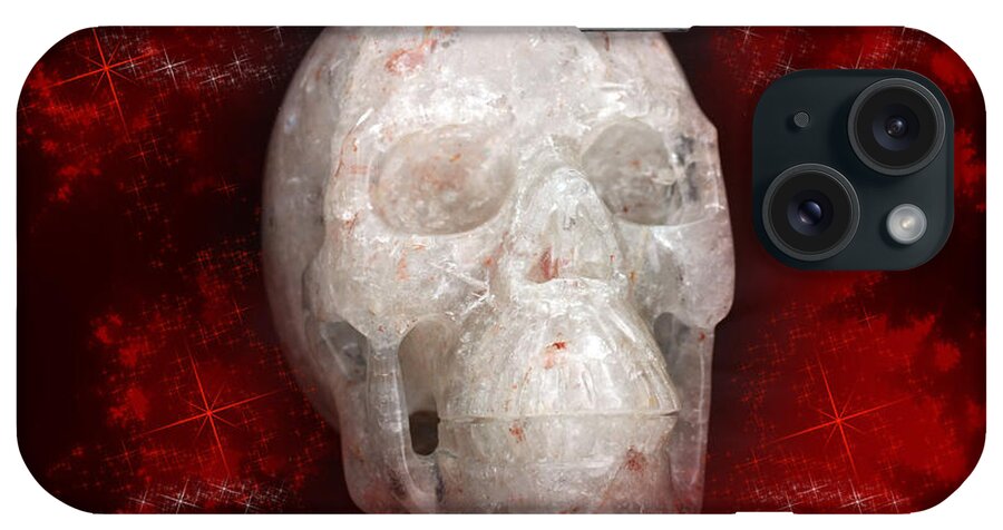 Crystal iPhone Case featuring the photograph Crystal Skull on Red by Terri Waters