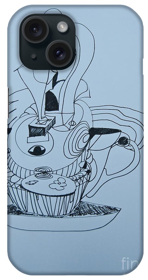 Doodle iPhone Case featuring the painting Cup Cake - Doodle by James Lavott