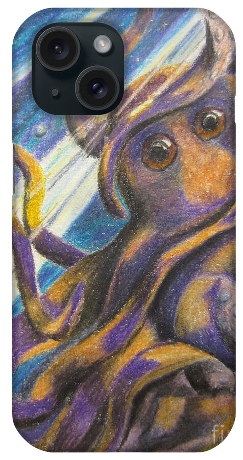 Octopus iPhone Case featuring the painting Curious Octopus by Laurianna Taylor