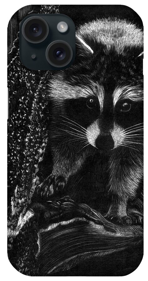 Art iPhone Case featuring the drawing Curious Raccoon by Dustin Miller