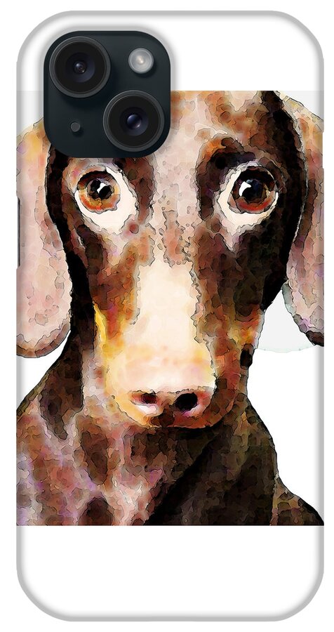 Dachshund iPhone Case featuring the painting Dachshund Art - Roxie Doxie by Sharon Cummings