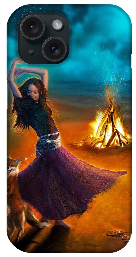 Girl iPhone Case featuring the digital art Dance Dervish Fox by MGL Meiklejohn Graphics Licensing