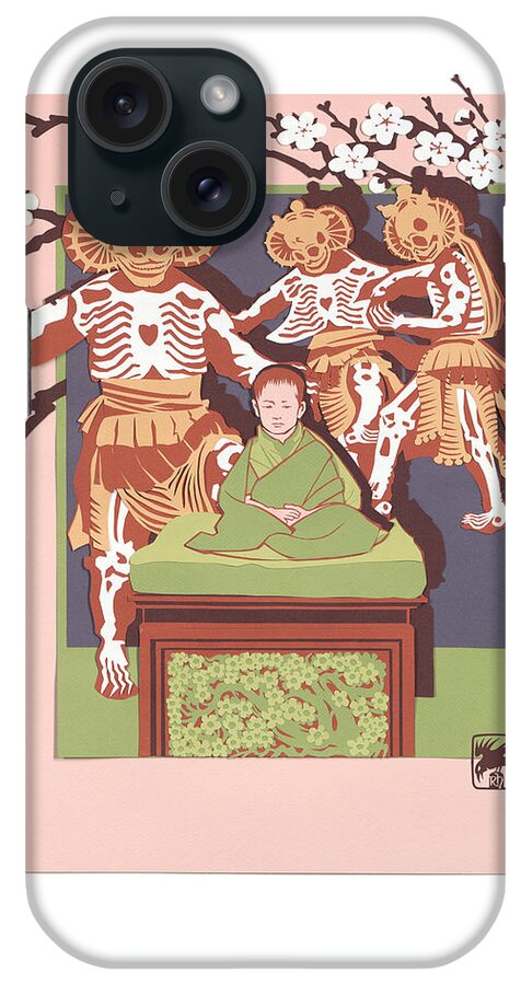 Art Scanning iPhone Case featuring the painting Dance of the Skeleton Lords by Ruth Hooper