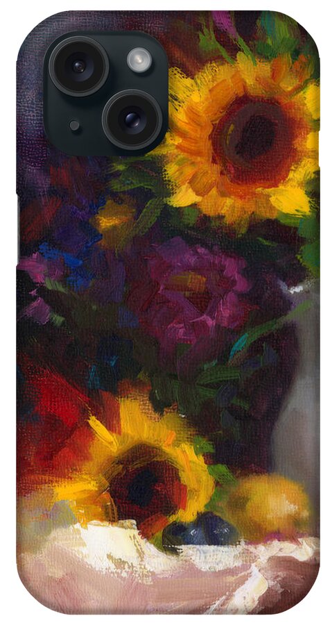 Sunflowers iPhone Case featuring the painting Dance with Me - sunflower still life by Talya Johnson