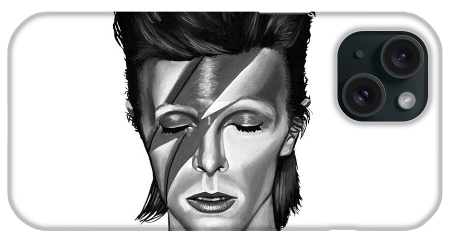 David Bowie iPhone Case featuring the mixed media David Bowie Aladdin Sane by Meijering Manupix