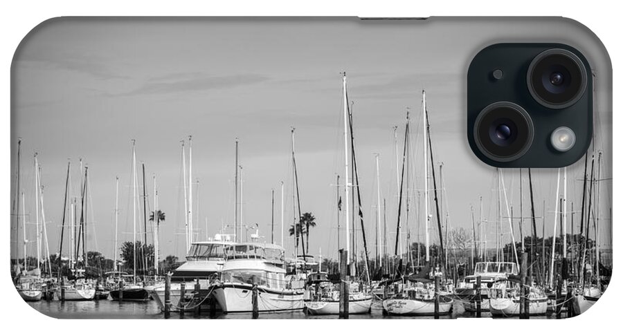 Yachts iPhone Case featuring the photograph Davis Island Yacht Club BW by Carolyn Marshall