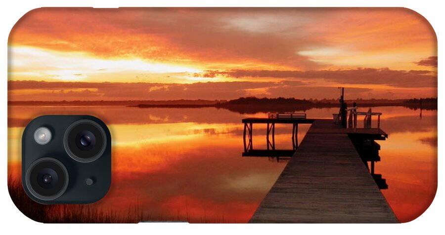 Orange Waterscapes iPhone Case featuring the photograph DAWN of NEW YEAR by Karen Wiles