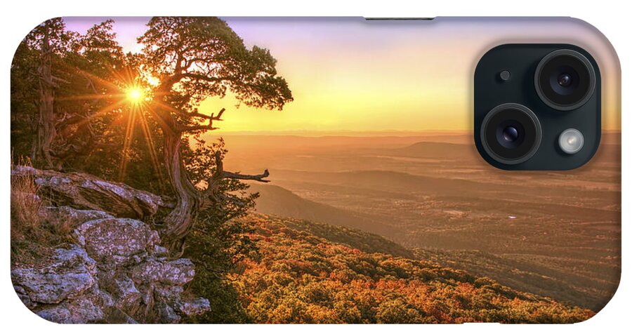 Mt. Magazine iPhone Case featuring the photograph Daybreak on Mt. Magazine - Arkansas - Cedar Tree - Autumn by Jason Politte