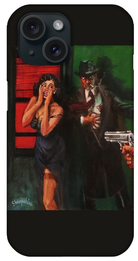  Art Noir iPhone Case featuring the painting Deadly Surprise by Tom Shropshire